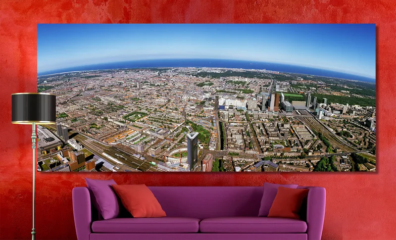 Den Haag op Canvas  240 x 100 cm met 2 cm Spieraam