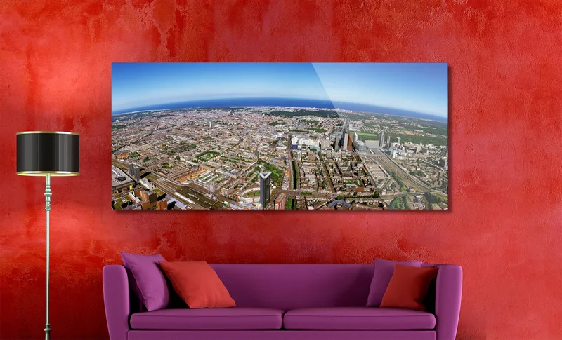 Den Haag op Dibond 170 x 70 cm met Hoogglanzend Plexiglas