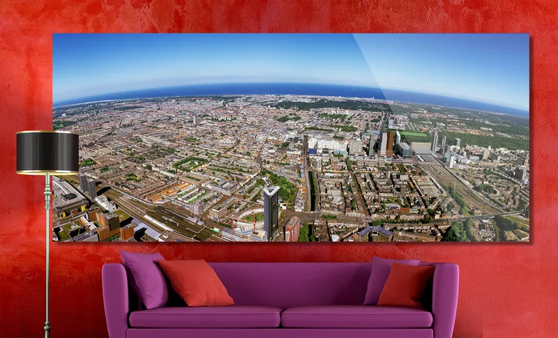 Den Haag op Dibond 240 x 100 cm met Hoogglanzend Plexiglas