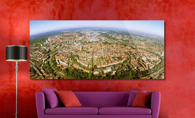 Amersfoort op Dibond 200 x 90 cm met Hoogglanzend Plexiglas