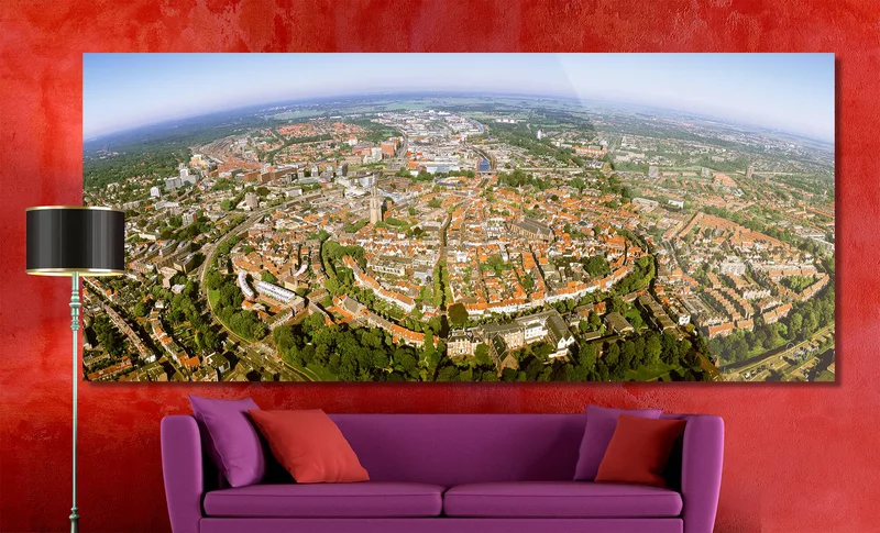 Amersfoort op Dibond 240 x 100 cm met Hoogglanzend Plexiglas