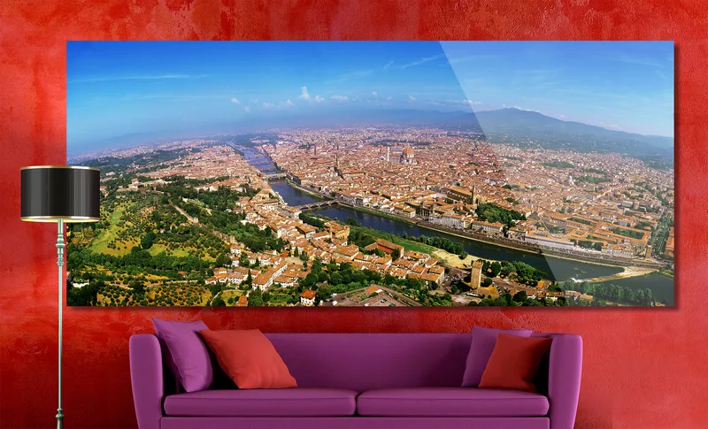 Florence op Dibond 240 x 100 cm met Hoogglanzend Plexiglas