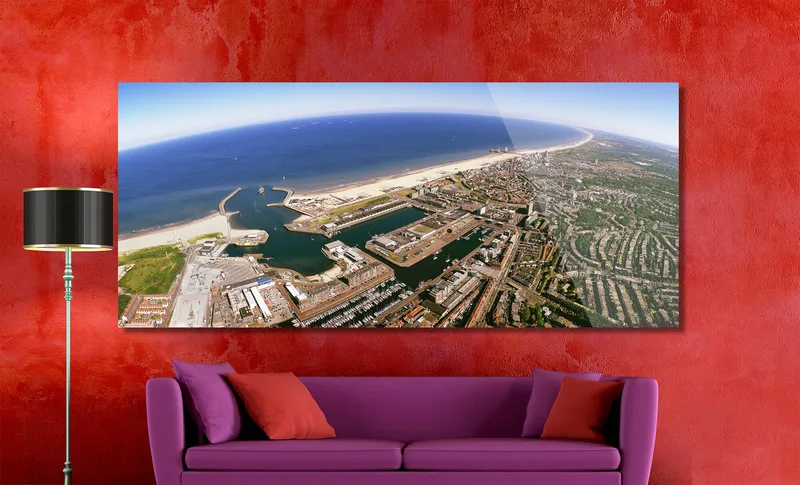Scheveningen op Dibond 200 x 90 cm met Hoogglanzend Plexiglas