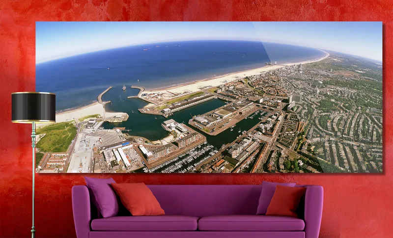Scheveningen op Dibond 240 x 100 cm met Hoogglanzend Plexiglas
