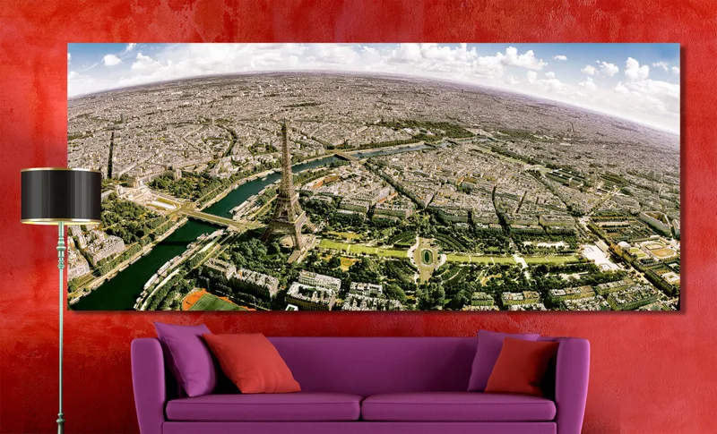 Parijs op Canvas  240 x 100 cm met 2 cm Spieraam
