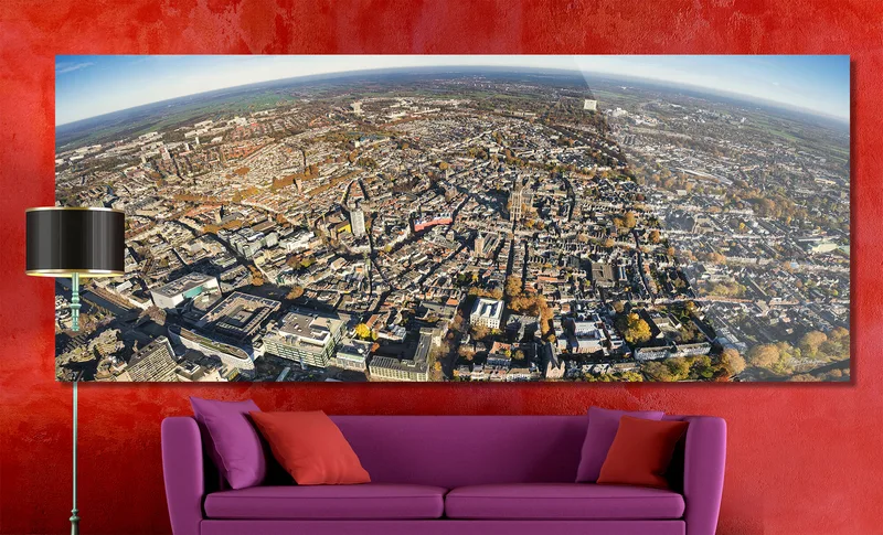 Utrecht op Dibond 240 x 100 cm met Hoogglanzend Plexiglas