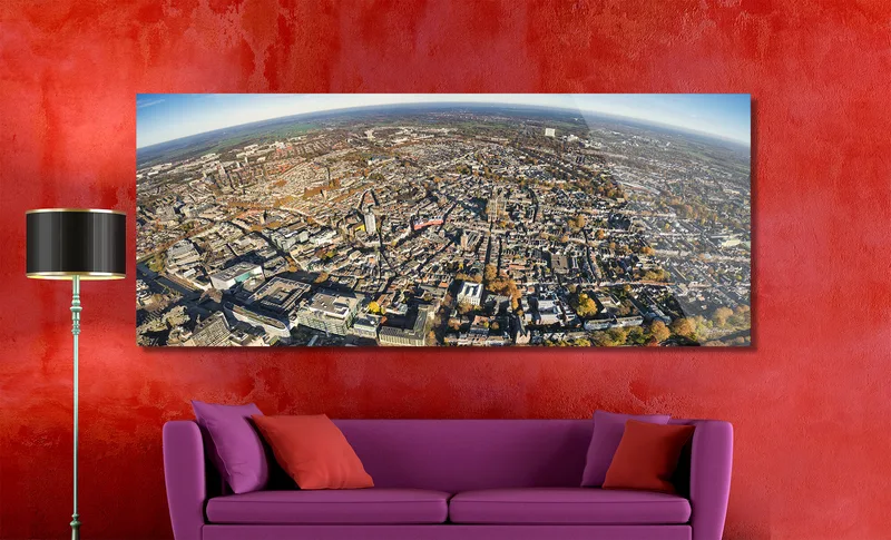 Utrecht op Dibond 200 x 90 cm met Hoogglanzend Plexiglas