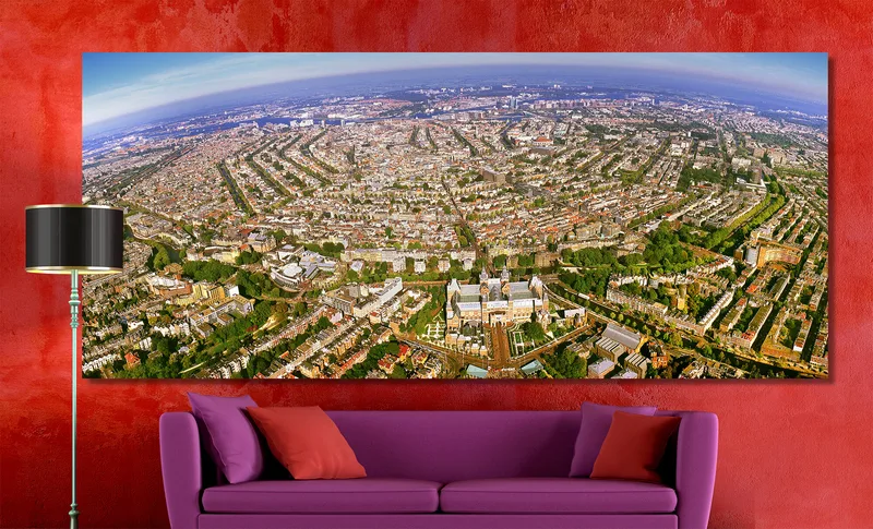 Amsterdam op Canvas  240 x 100 cm met 2 cm Spieraam