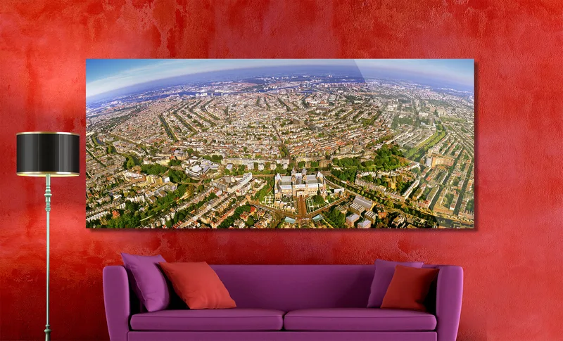 Amsterdam op Dibond 200 x 90 cm met Hoogglanzend Plexiglas