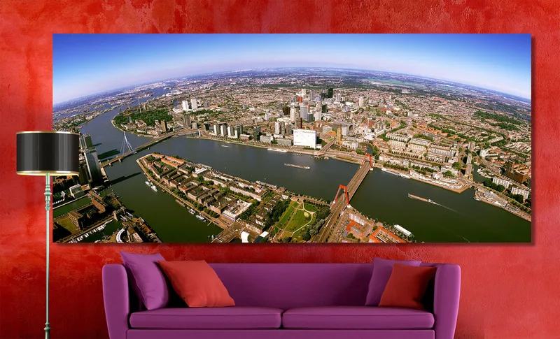 Rotterdam op Canvas  240 x 100 cm met 2 cm Spieraam