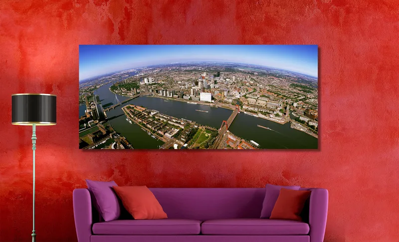 Rotterdam op Canvas 170 x 70 cm met 2 cm Spieraam