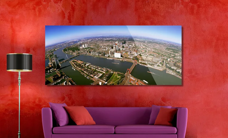 Rotterdam op Dibond 170 x 70 cm met Hoogglanzend Plexiglas