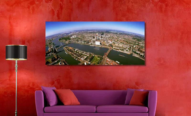 Rotterdam op Canvas 120 x 50 cm cm met 2 cm Spieraam