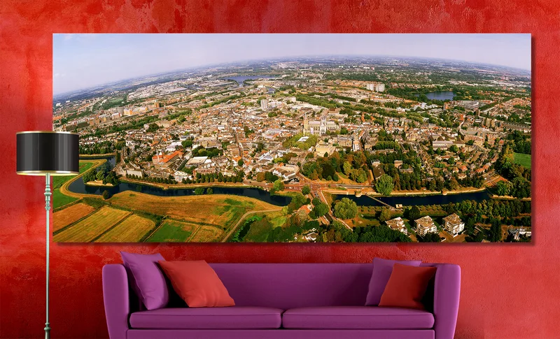 Den Bosch op Canvas  240 x 100 cm met 2 cm Spieraam
