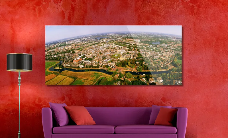 Den Bosch op Dibond 170 x 70 cm met Hoogglanzend Plexiglas