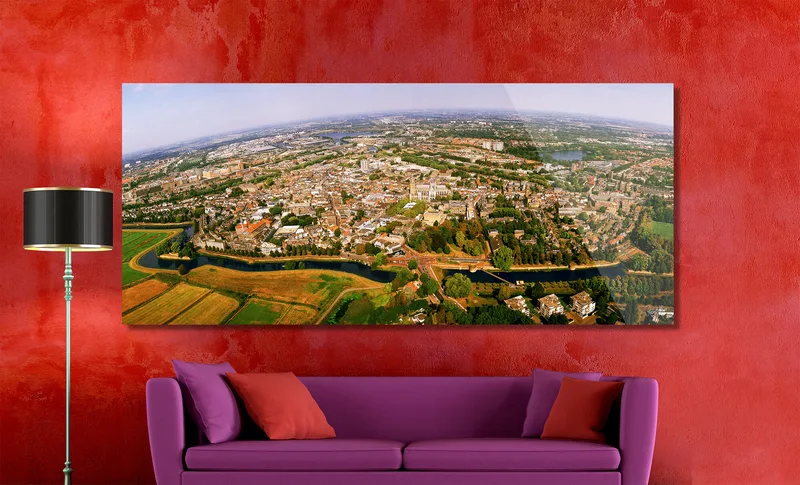 Den Bosch op Dibond 200 x 90 cm met Hoogglanzend Plexiglas